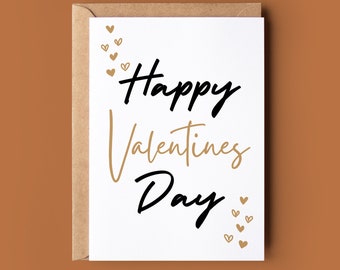 Happy Valentine's Day Card - Gold Heart Card - Romantic Valentines Card - Cute Valentine Card - Card For Valentines - Card For Her & Him