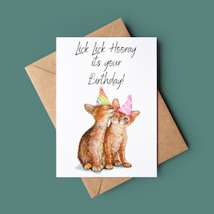 Gelukkige verjaardag kattenkaart - grappige kat verjaardagskaart - schattige kat wenskaart - aangepaste verjaardagskaart - dierenvriend verjaardagskaart