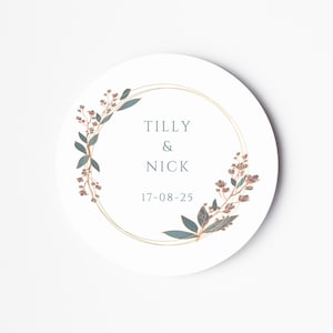 Pegatinas de etiquetas de boda - pegatinas personalizadas con el nombre de la novia y el novio - pegatinas florales - pegatinas de favor de boda - pegatina de boda boho