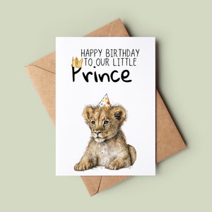Lion Cub Birthday Card - Cute Lion Cub Bday Card - Lion Greeting Card - Customised Birthday Card - Animal Lover Card - Card For Child