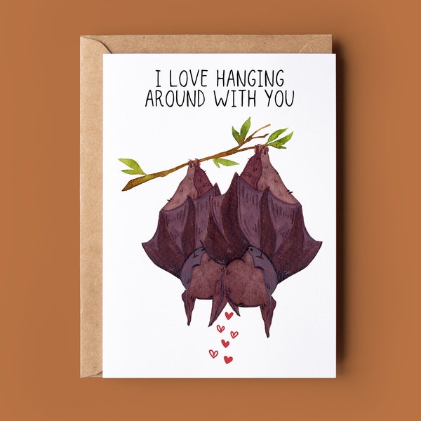 Bat Couple Valentine's Day Card - Bat Pun Greeting Card - Romantic Card - Cute Valentine Card - Anniversary Card - Bat Birthday Card