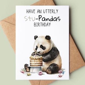 Panda Alles Gute zum Geburtstag Karte - Lustige Panda Wortspiel Grußkarte - Niedliche Panda Bday Karte - Tier Liebhaber Karte - Panda Liebhaber Karte - Aquarell Karte
