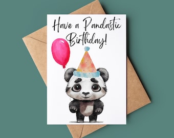 Panda Happy Birthday Card - Personalised Funny Have A Pandastic Birthday Card - Panda Pun Greetings Card - Birthday Card Animal Lover