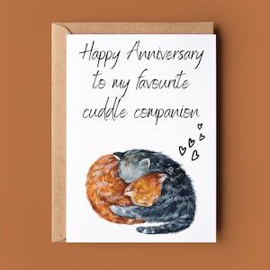 Biglietto anniversario compagno di coccole per gatti - Biglietto gatto carino per lei - Biglietto anniversario per lui - Biglietto anniversario amante dei gatti - Biglietto amante degli animali