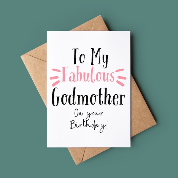 Fabulous Godmother Birthday Card - Greetings Card For Godmother - Godmother Happy Birthday Card - Card For Godmother