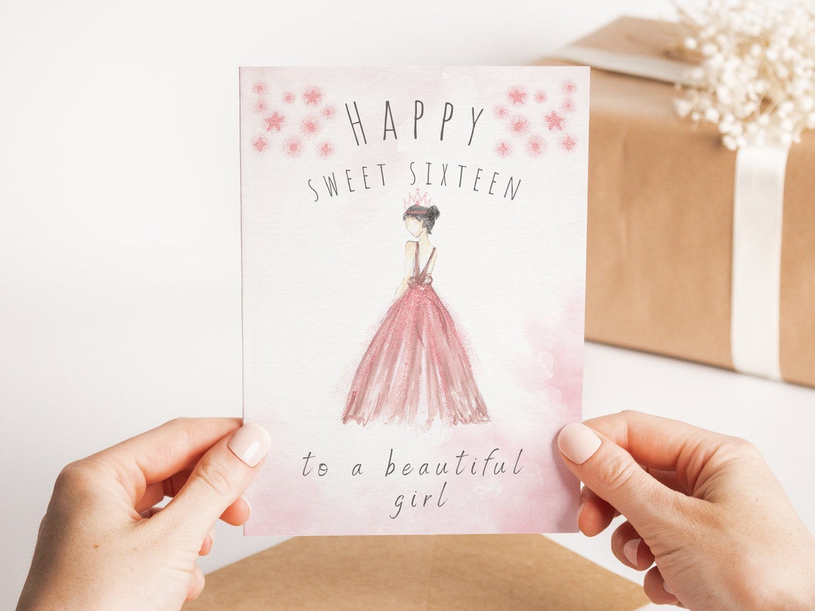 Happy Sixteenth Birthday Sweet Sixteen Birthday Card Customised ...