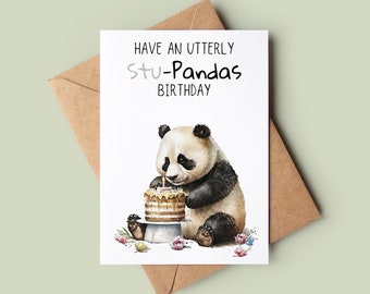 Panda Happy Birthday Card - Funny Panda Pun Greeting Card - Cute Panda Bday Card - Animal Lover Card - Panda Lover Card - Watercolour Card