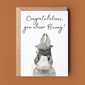 Carte de lapin intelligente - carte de lapin de félicitations - carte de voeux de remise des diplômes - encouragement personnalisé - carte de réussite - carte de jeu de mots drôle