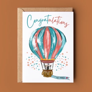 Félicitations pour le mariage en montgolfière - Félicitations pour le jour de votre mariage - Carte pour les jeunes mariés - Jolie carte de voeux pour le jour du mariage