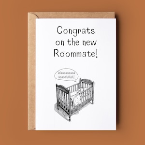 Grappige felicitatiekaart baby - wenskaart voor pasgeborene - aangepaste felicitatiekaart - nieuwe ouders - nieuwe kamergenootkaart