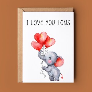 Carte de Saint-Valentin éléphant-je t'aime des tonnes-carte de Saint-Valentin romantique-jolie carte de la Saint-Valentin-carte d'anniversaire-carte pour elle