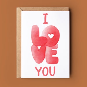 Ik hou van je verjaardagskaart - kaart voor hem - Valentijnsdag kaart voor haar - gelukkige verjaardag kleurrijke kaart - schattige wenskaart