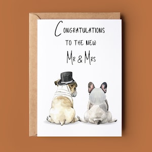 Lindo Sr. y Sra. Perro Felicitaciones por su tarjeta de matrimonio - Tarjeta de felicitación para perros - Tarjeta de boda hecha a mano - Tarjeta de amante de los animales - Tarjeta de amante de los perros