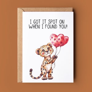 Happy Valentine&#39;s Day Card - Cheetah Card - Romantic Valentines Card - Cute Cheetah Valentine Card - Card For Valentines - Card For Her