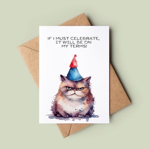 Carte d’anniversaire drôle de chat - Carte d’anniversaire de chat grincheux - Carte de vœux de chat - Carte d’amant de chat - Carte d’anniversaire de blague - Carte de chat