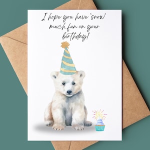 Carte de joyeux anniversaire ours polaire - carte d'anniversaire mignonne - carte de voeux aquarelle - carte d'amoureux des animaux - carte d'amant d'ours polaire - carte de jeu de mots drôle