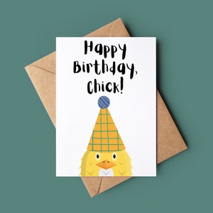 Biglietto di buon compleanno – Biglietto di compleanno divertente personalizzato per pulcino – Biglietto di auguri personalizzato di compleanno – Biglietto di compleanno carino per amante degli animali