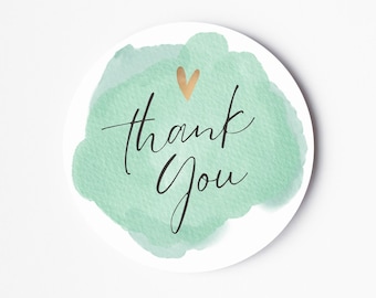 Personalized Wedding Thank You Stickers: Modern Greenery, Glossy Labels