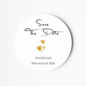 Save The Date Aufkleber - Personalisierte Braut- und Bräutigamnamenaufkleber - Schlichte Aufkleber - Moderne Hochzeitsetiketten - Eleganter Hochzeitsaufkleber