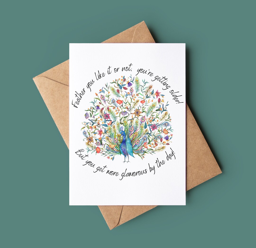 Peacock Pun Card - Humorous Birthday Card - Cute Peacock Greetings Card ...