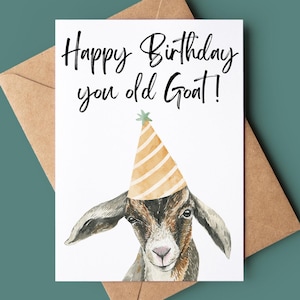 Capra Buon Compleanno Vecchia Capra - Biglietto di Compleanno Personalizzato Maleducato - Biglietto di Auguri con Gioco di Parole sulla Capra - Biglietto di Compleanno Personalizzato per Amante degli Animali