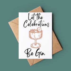 Joyeux anniversaire que les célébrations soient Gin Card - Funny Gin Birthday Card - Gin Greetings Card - Carte d’anniversaire personnalisée - Gin Pun Card