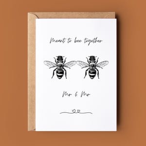 Jolie carte de félicitations pour mariage - carte de voeux destinée aux abeilles - carte de mariage drôle de jeu de mots - carte de félicitations pour Mr & Mr - lui et lui