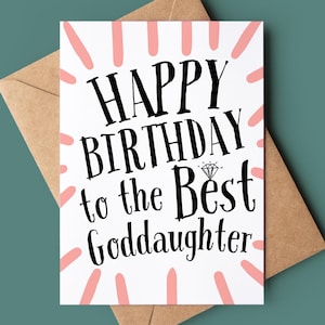 Melhor cartão de aniversário para afilhada - Cartão de cumprimentos para afilhada - Cartão de feliz aniversário para afilhada - Cartão para afilhada - Cartão para afilhada