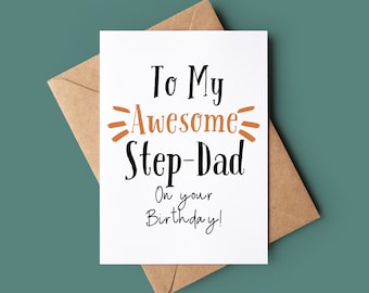 Awesome Step-Dad Birthday Card - Greetings Card For Stepdad - Step-Father Happy Birthday Card - Card For Stepfather