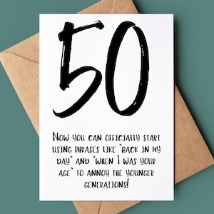 50e Happy Birthday Card - Funny Age mijlpaal verjaardagskaart - You're Fifty Greetings Card - aangepaste vijftigste verjaardagskaart