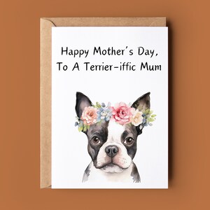 Tarjeta del Día de las Madres Felices - Tarjeta del Día de las Madres Divertidas - Tarjeta para mamá - Tarjeta Cute Terrier Pun - Tarjeta de felicitación para perros hecha a mano - Tarjeta para amantes de los perros
