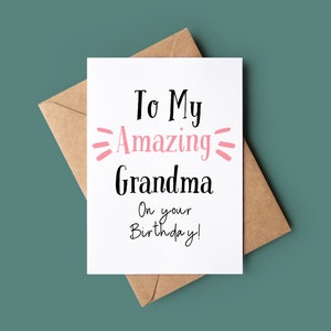 Increíble tarjeta de cumpleaños de la abuela - Tarjeta de felicitación para la abuela - Tarjeta de feliz cumpleaños de la abuela - Tarjeta para la niñera - Tarjeta del día del abuelo