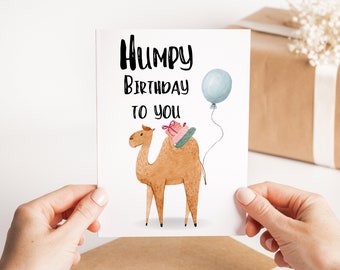 Carte d'anniversaire chameau avec ballon - carte d'anniversaire colorée de chameau - jolie carte de voeux d'anniversaire de jeu de mots - carte d'anniversaire pour enfant - carte d'amant de chameau