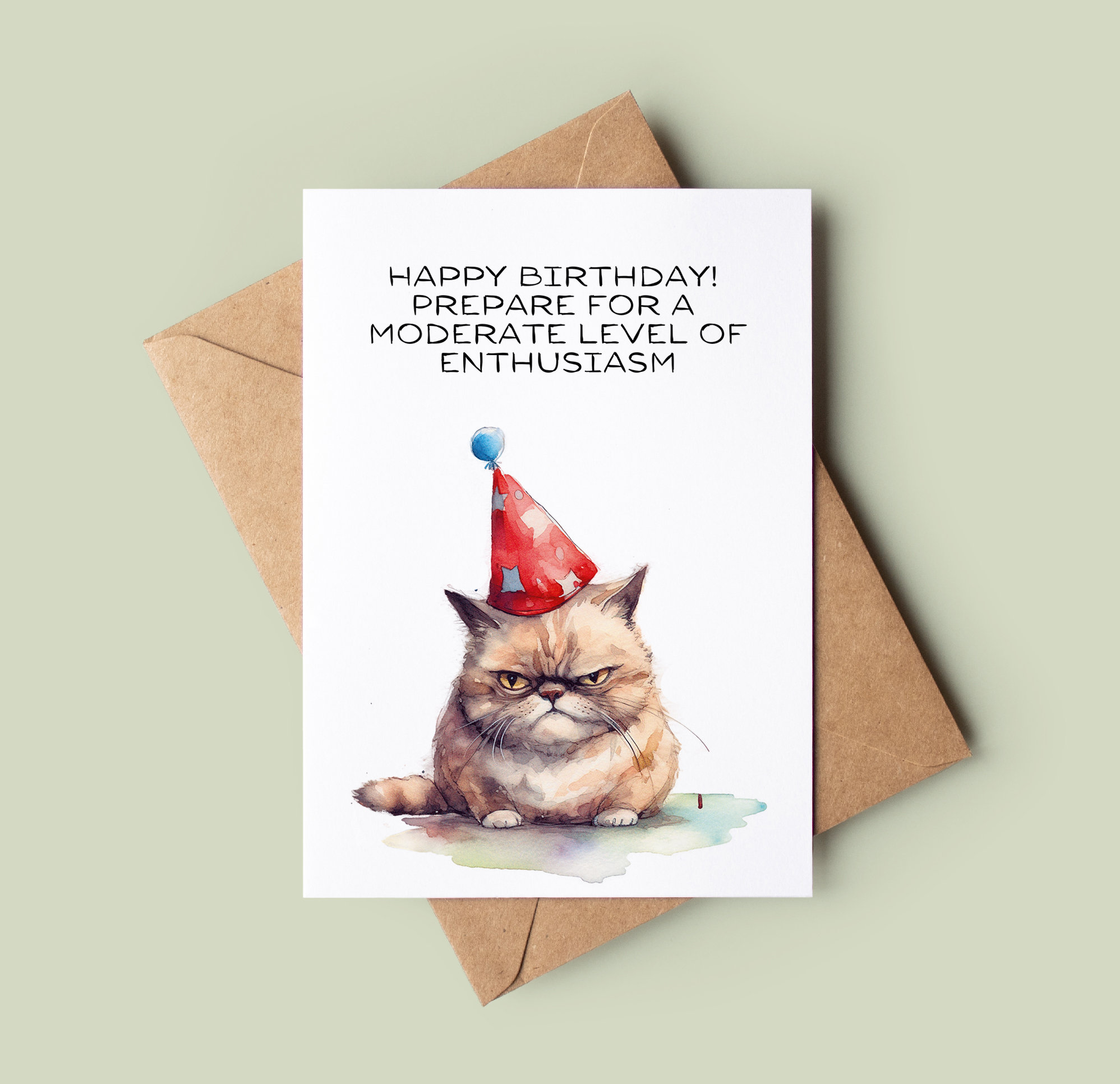 Funny Cat Birthday Card Grumpy Cat Birthday Card Cat Greetings Card Cat ...