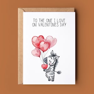 Tarjeta feliz del día de San Valentín - Tarjeta de felicitación de cebra - Tarjeta de San Valentín romántica - Tarjeta de San Valentín linda - Tarjeta para aniversario - Tarjeta para ella y él