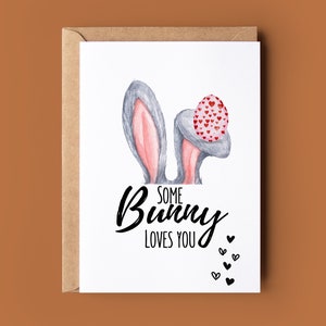 Biglietto di buon anniversario - Biglietto di parole ti amo con coniglietto - Biglietto di San Valentino romantico - Biglietto di gioco di coniglio carino - Biglietto amante del coniglio - Biglietto di Pasqua