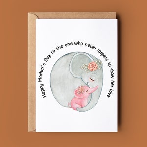 Tarjeta del Día de las Madres Felices - Tarjeta del Día de las Madres Dulces - Tarjeta para mamá - Tarjeta linda del juego de palabras del elefante - Tarjeta de felicitación de la acuarela - Tarjeta del amante del elefante