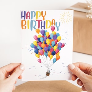Hot Air Balloon Birthday Card - Cute Balloon Birthday Card - Handmade Colourful Balloon Greeting Card - Card For Him - Card For Her