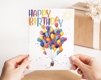 Hot Air Balloon Birthday Card - Cute Balloon Birthday Card - Handmade Colourful Balloon Greeting Card - Card For Him - Card For Her