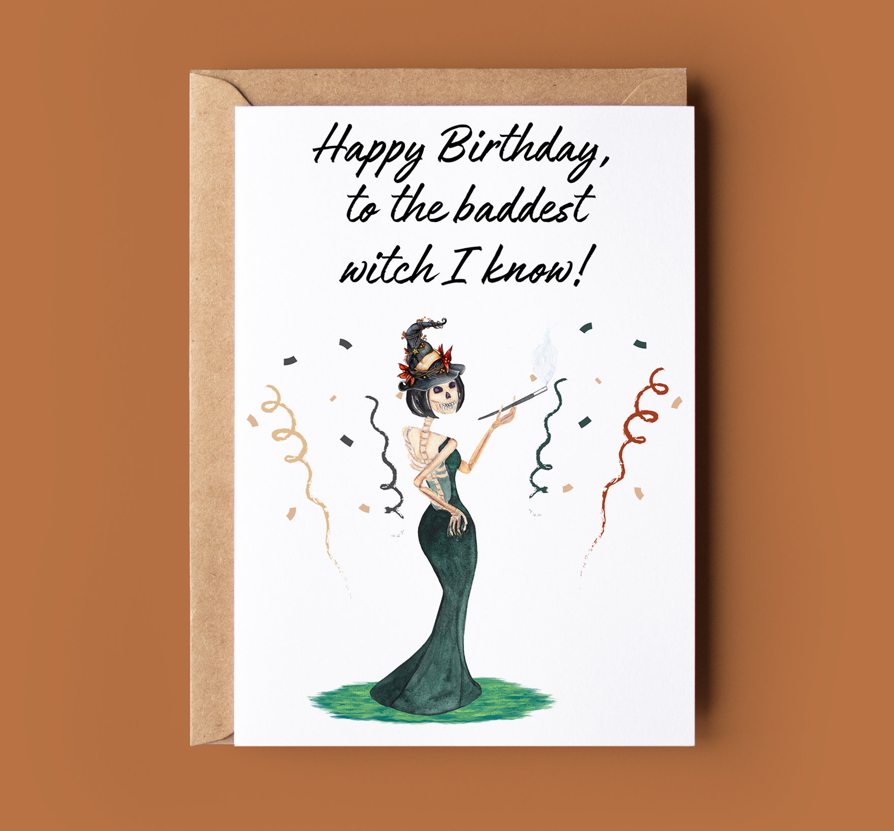 Biglietto Di Auguri Di Compleanno Steampunk Witch - Formato Quadrato 145x145 Mm Con Busta Di Lusso