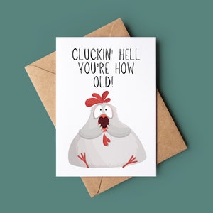 Carte de joyeux anniversaire - carte d'anniversaire drôle - carte de voeux de blague de poulet - carte d'anniversaire personnalisée - carte d'amoureux des animaux - carte de jeu de mots poulet