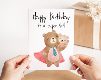 Super Dad Happy Birthday Card - Leuke verjaardagskaart voor papa - Wenskaart voor vader - Kaart van kind - Vaders verjaardagskaart