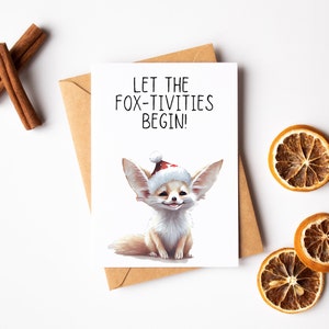 Carte de Noël renard - carte de Noël renard mignon - carte de voeux aquarelle - carte amoureux des animaux - carte amoureux renard - jeu de mots drôle - carte blague