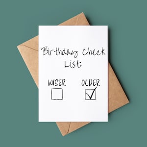 Carte drôle de joyeux anniversaire - Carte de liste de contrôle d'anniversaire - Carte de voeux grossière - Carte d'anniversaire de plaisanterie - Carte pour lui - Carte pour elle