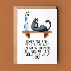 Carte d’anniversaire de poème de chat grossier - Carte d’anniversaire drôle - Carte de vœux de chat grossier - Carte d’anniversaire ou d’anniversaire d’amoureux des animaux