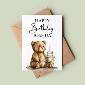 Cartão de feliz aniversário infantil - Cartão de feliz aniversário infantil - Cartão de aniversário de urso fofo - Cartão de felicitações artesanal fofo - Cartão de urso para criança