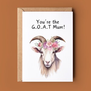 Tarjeta del Día de las Madres Felices - Tarjeta divertida del Día de las Madres - Tarjeta para mamá - Tarjeta linda de juego de palabras de cabra - Tarjeta de felicitación de la mejor mamá - Tarjeta de amante de las cabras
