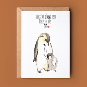 Carte de fête des pères papa pingouin - Carte de fête des pères mignonne pour papa grand-père - Carte de voeux pour papa - Carte de beau-père - Carte de joyeux anniversaire pour papa