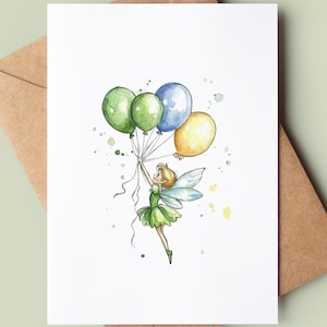 Carte de joyeux anniversaire pour enfants - carte d'anniversaire fée - carte d'anniversaire pour enfants - carte de voeux magique faite main - jolie carte d'anniversaire pour enfant