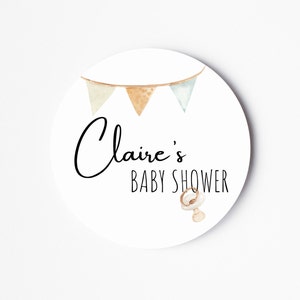 Babyparty Aufkleber - Personalisierte Babyparty Namen Aufkleber - Niedliche Pastell Aufkleber - Babyparty Etiketten - Mum To Be Aufkleber
